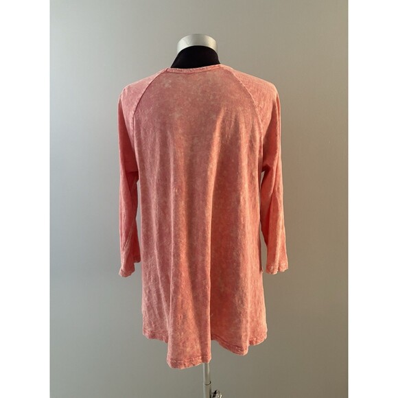 Jess & Jane Daisy Tunic Top Size L Orange Floral Asymmetrical Pockets Lagenlook - Picture 3 of 12